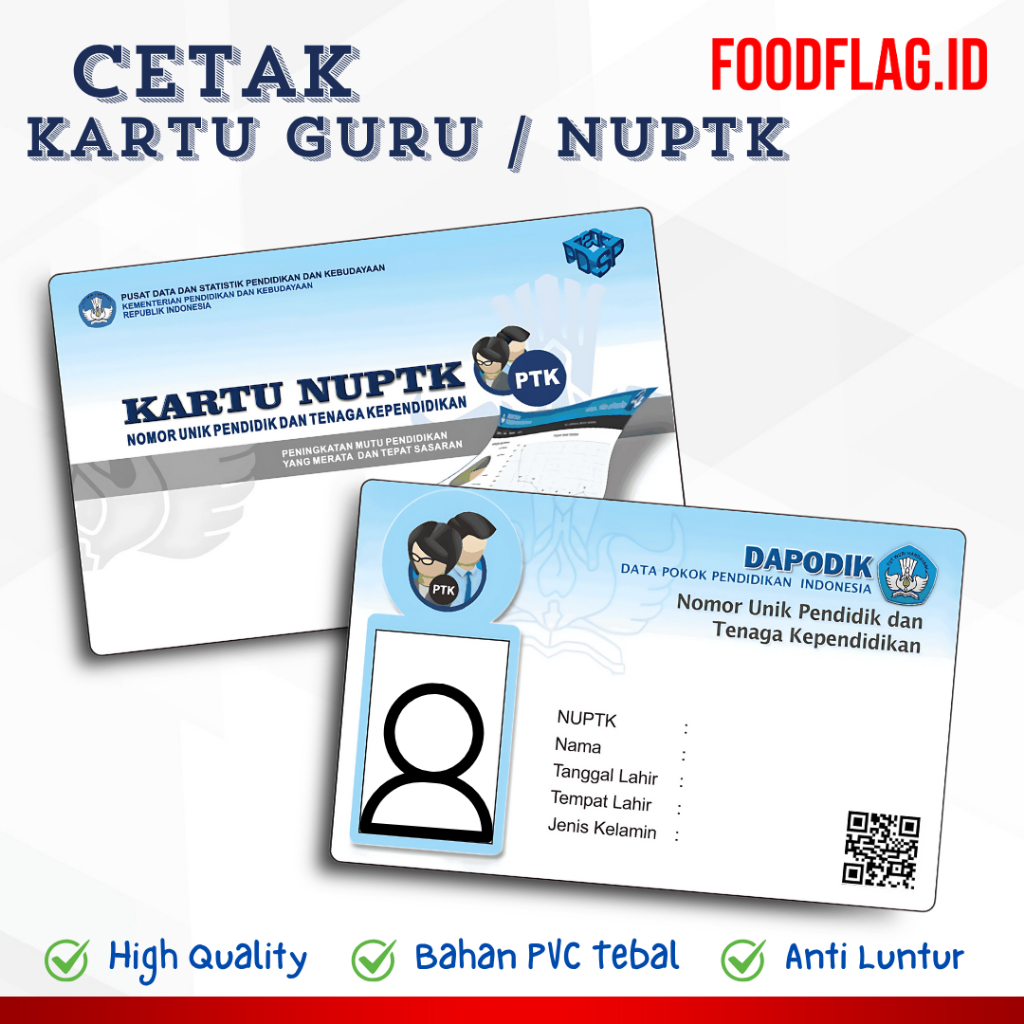 

Cetak Kartu Guru / NUPTK Bahan PVC Tebal, Anti Luntur
