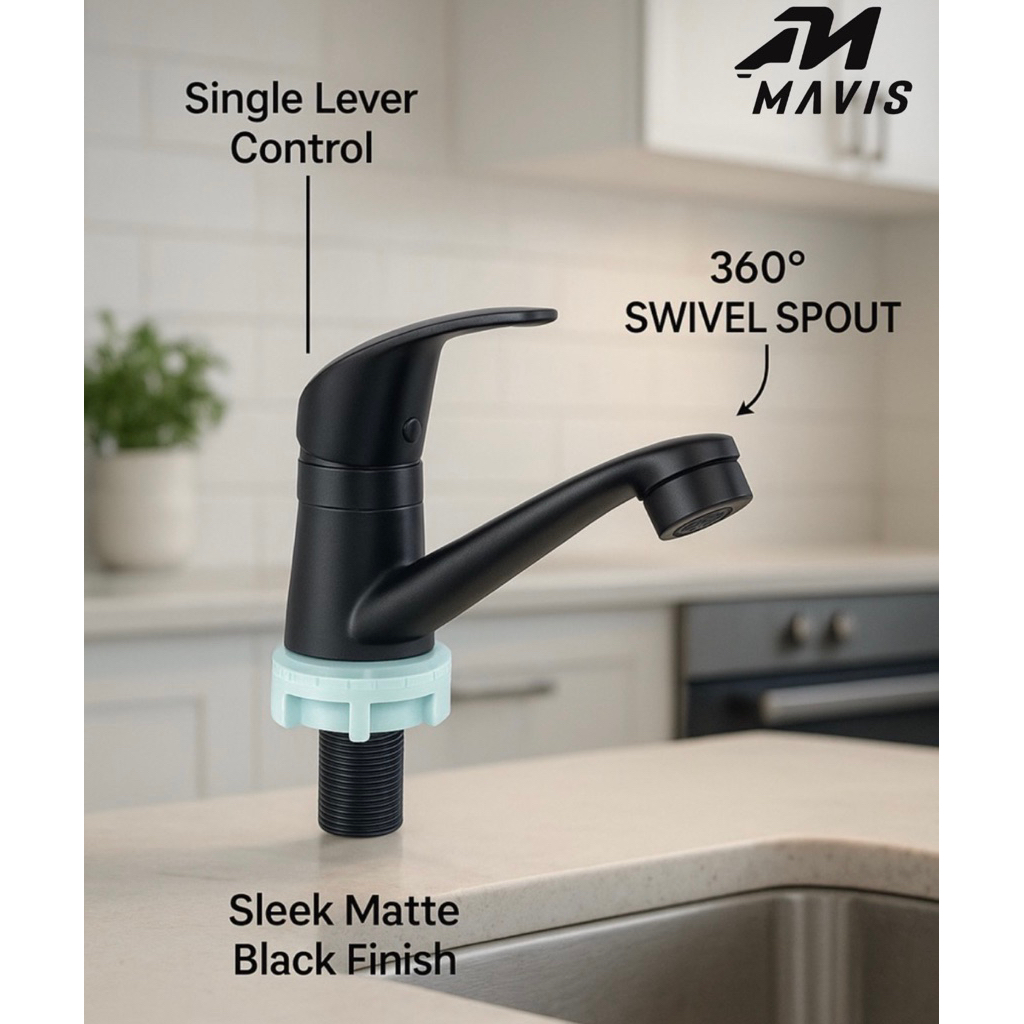 KRAN DAPUR MAVIS HITAM MATTE ELEGANT