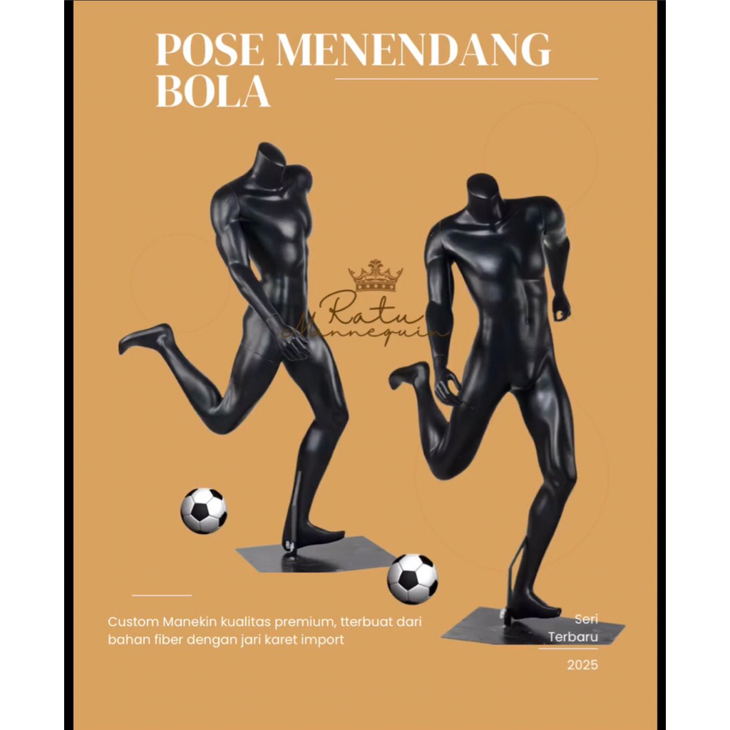 Manekin full body Sport pria pose menendang bola
