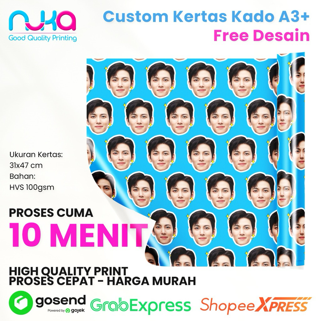 

KERTAS KADO CUSTOM WAJAH 1 HARI JADI