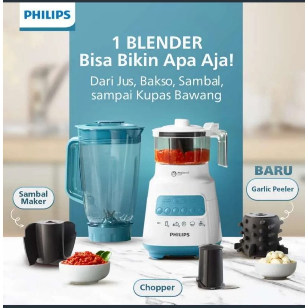 BLENDER PHILIPS 4in1 SERIES 5000 HR2223/70 Blender 4IN1 Blender multifungsi JUS,CHOPPER, SAMBIL MAKE