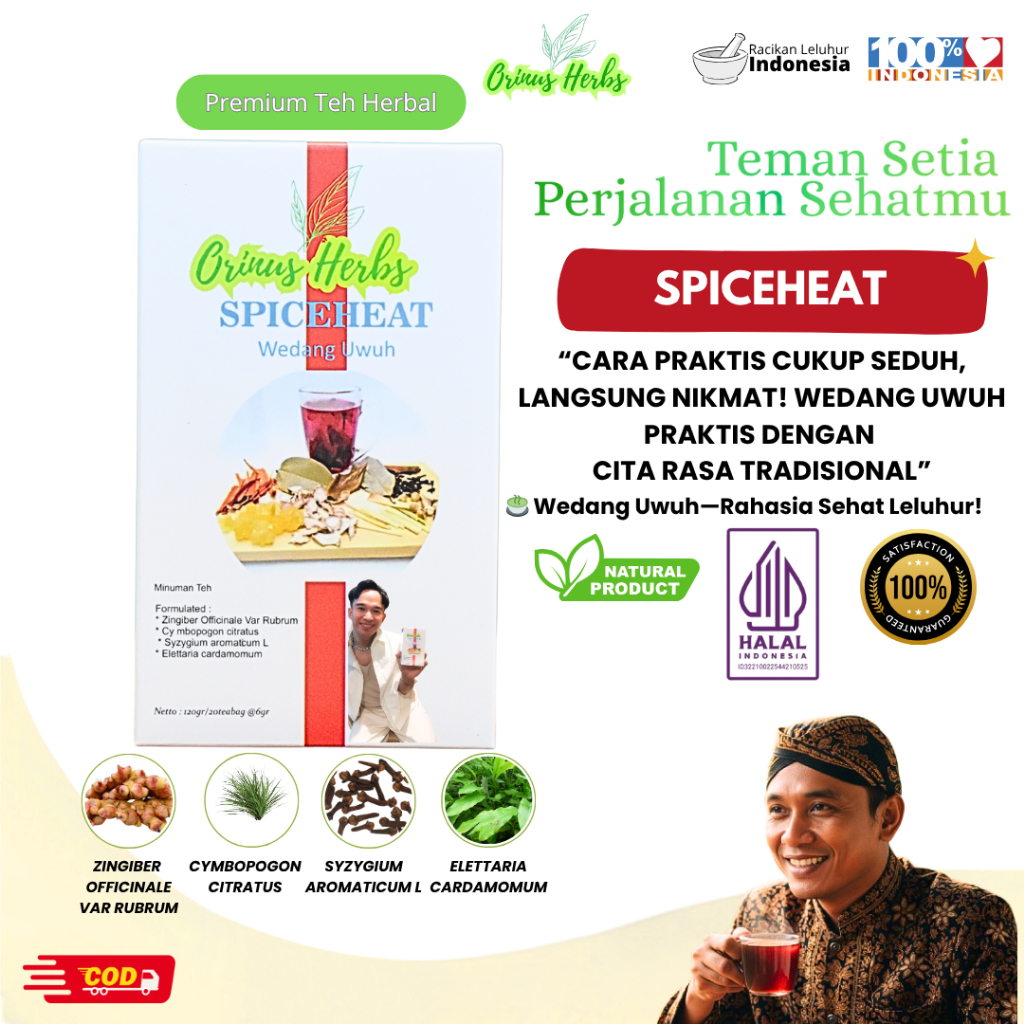

ORINUS HERBS Spiceheat | Wedang Uwuh | Tea Drink | Herbal Tea | Minuman Teh Herbal | 20 Tea Bags