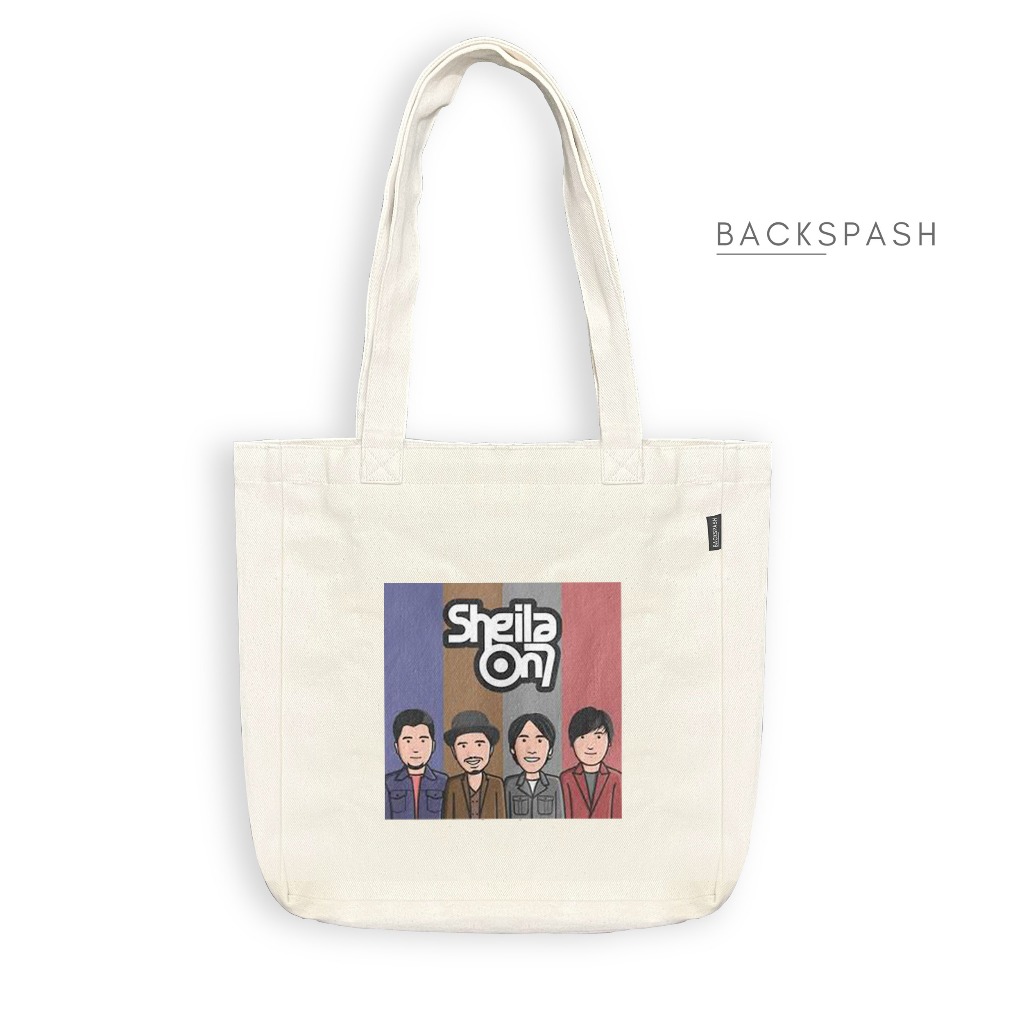 Tote bag Kanvas Cream Resleting Street Wear Sheila On 7 A1 - Tas Totebag Kuliah Pria Wanita TKP