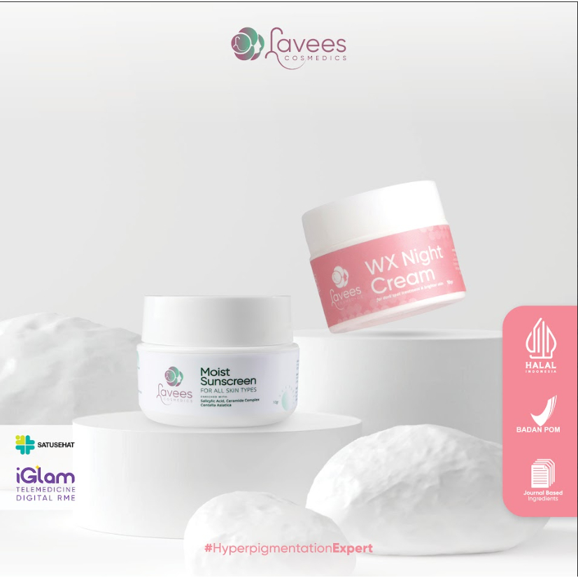 Lavees Cosmedics - Simple Set Moist Day & Night Cream for Dark Spots (Menyamarkan flek & melasma)