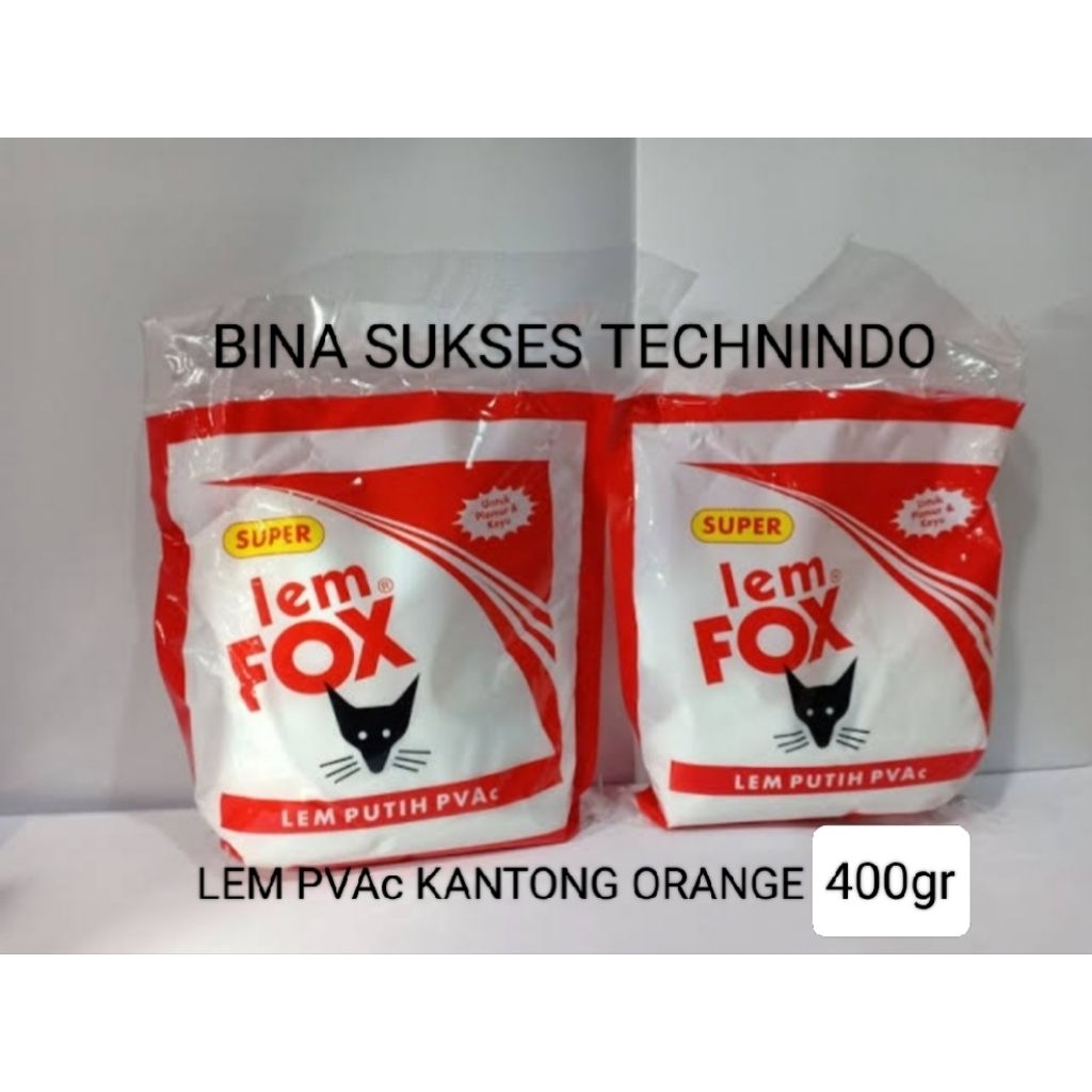 

LEM PVAc FOX PUTIH KANTONG ORANGE KEMASAN 400GR 400 GR