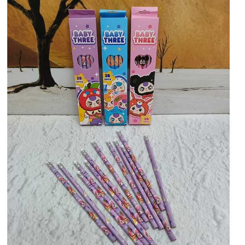 

(12pc) pencil 2B kayu fancy/pensil karakter/pensil kayu murah/pensil fancy/pencil