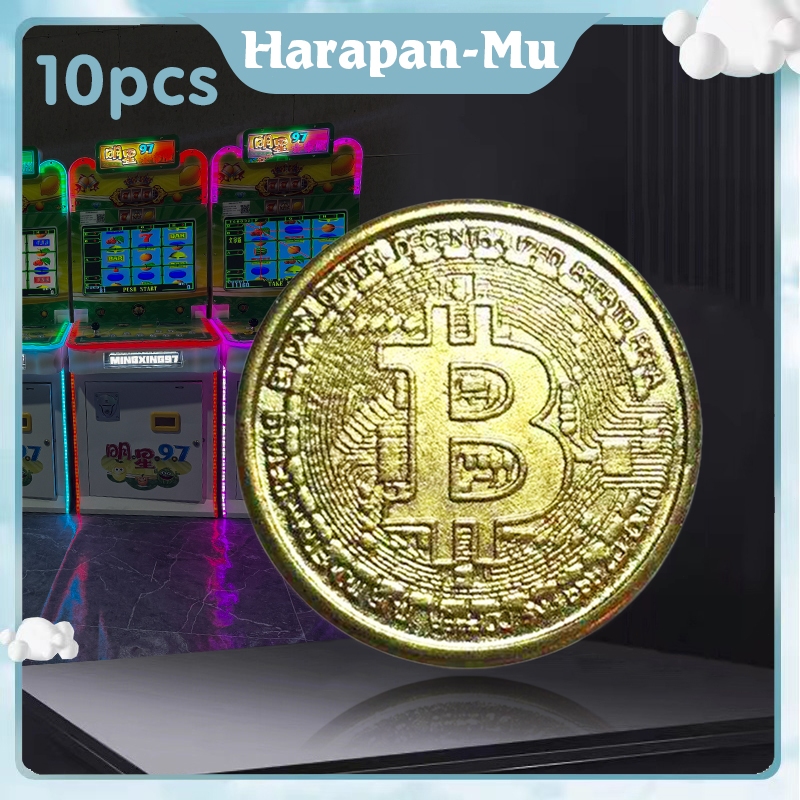 BTC Koin Gold Plated 10Pcs / Koin Permainan / Uang Peringatan Bitcoin