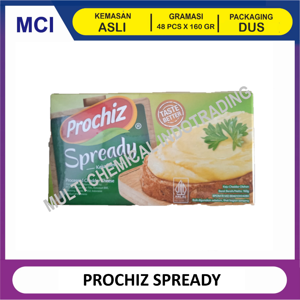 

PROCHIZ SPREADY CHEESE KEJU OLES LUMER TOPPING ISIAN FILLING PROCHEESE 160 GR - 1 DUS 48 PCS