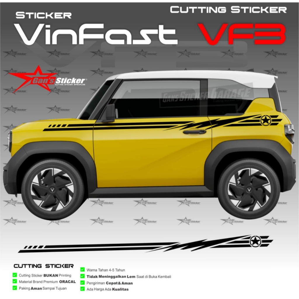 Cutting Sticker Vinfast VF3 Aksesoris Mobil Vinfast VF3