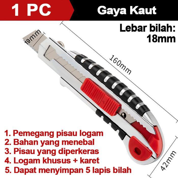 

18mm Cutter Pisau Pemotong Kertas Knife Utility Auto Lock Multifungsi Penggaris Kater Tajam Pisau Cutter D10012