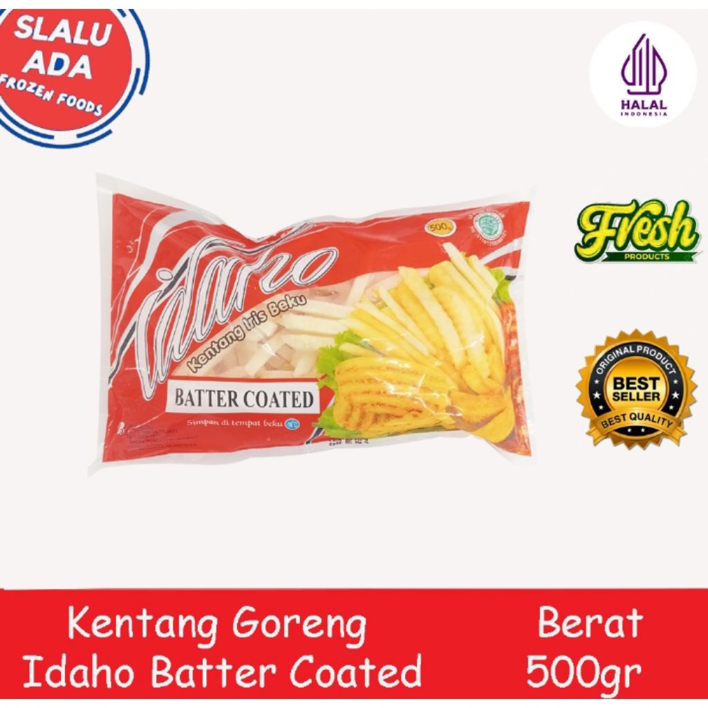 

Idaho batter coated 500gr kentang goreng renyah gurih