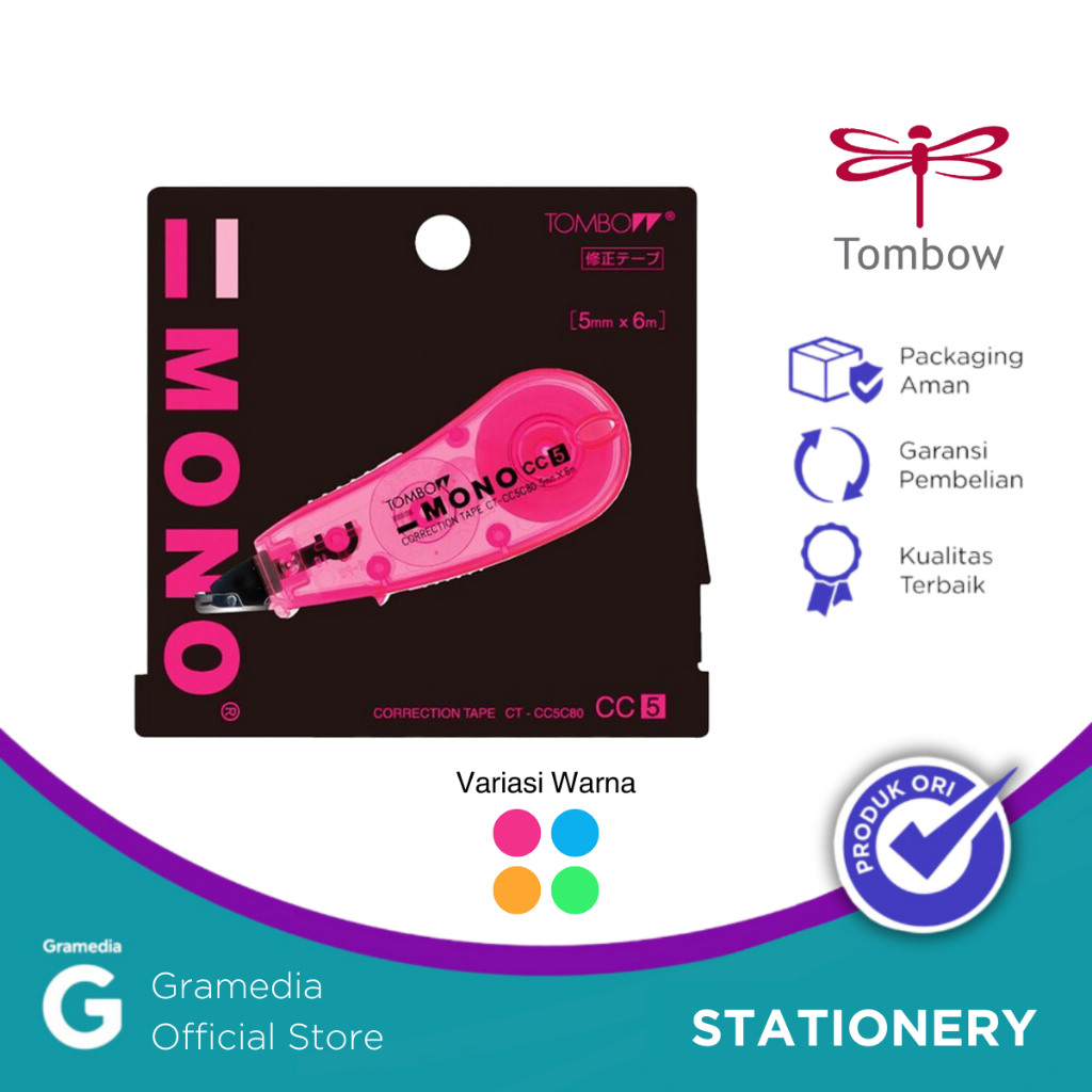 

Gramedia - TOMBOW CORRECTION TAPE 5MM X 6MM PINK