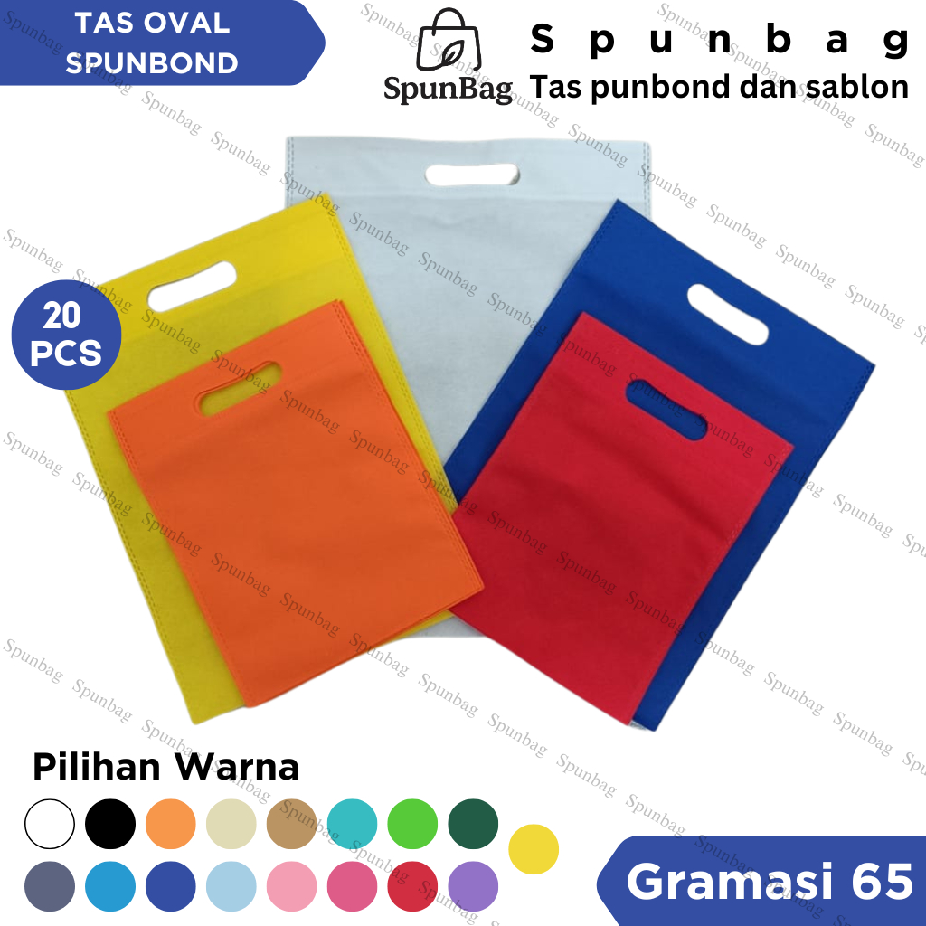 

Tas Oval spunbond ukuran 20x26, 25x35, 30x40 Tas souvenir/Tas produk/Tas kado Plastik Belanja