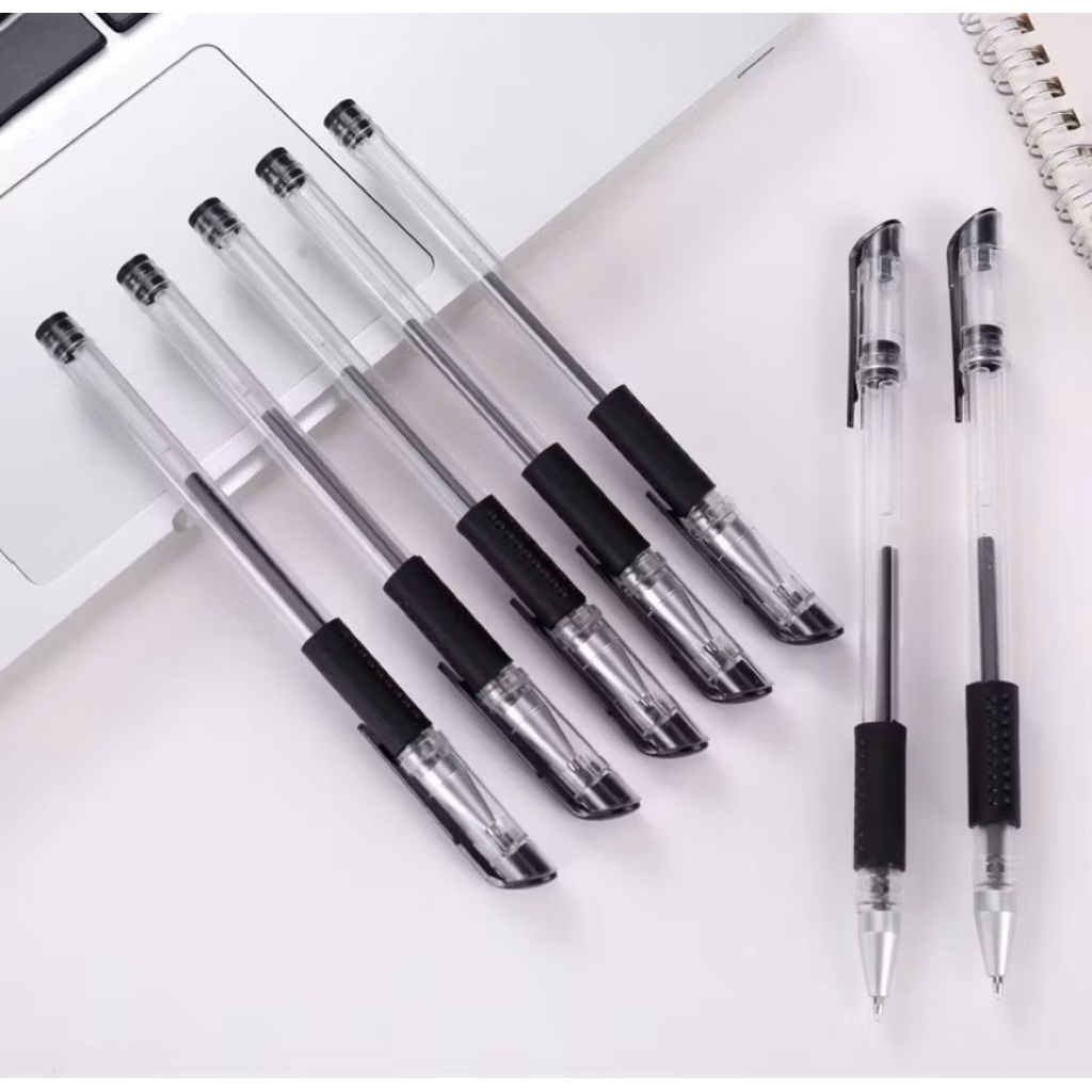 

0001 Pulpen Tinta Gel pena Gel cair Refill pena warna hitam Nib 0,5mm