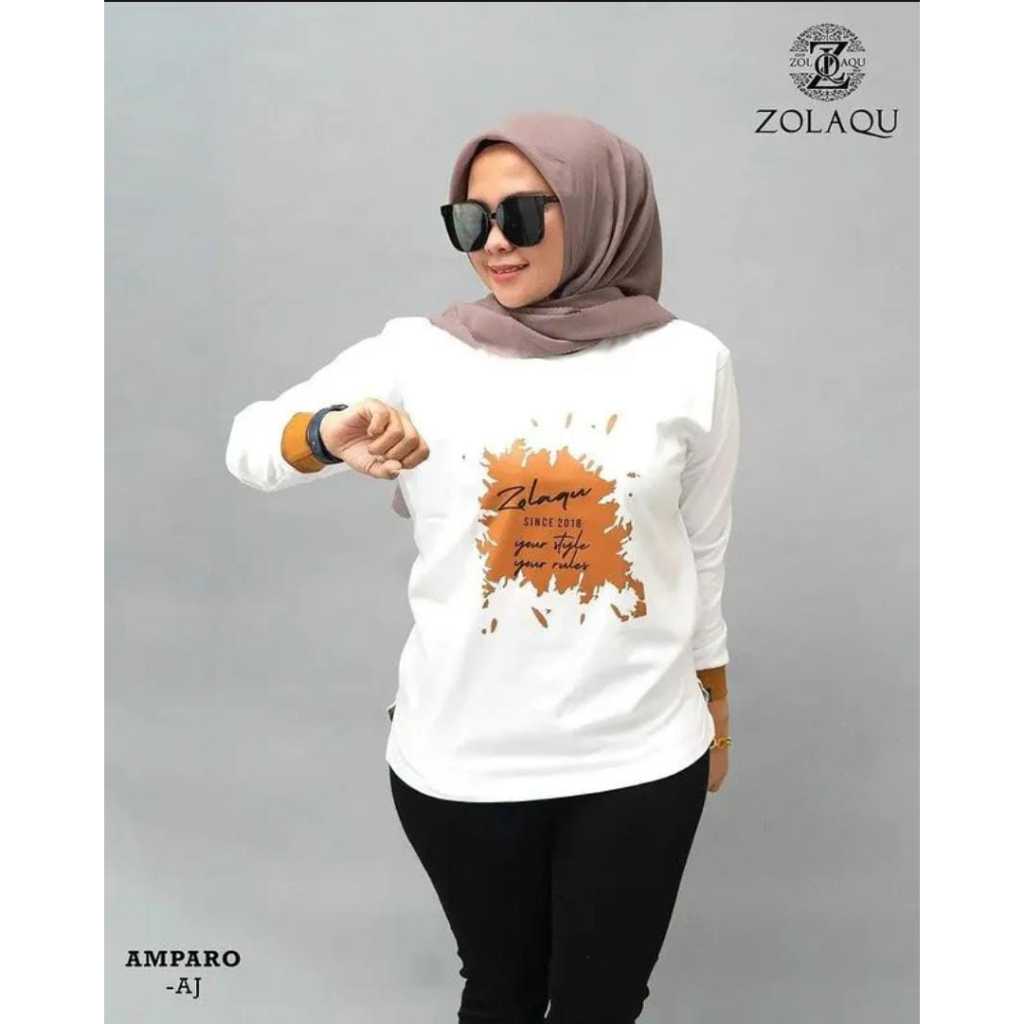 BAJU ATASAN ZOLAQU BAJU WANITA KAOS LENGAN PANJANG TERBARU //KAOS ATASAN CEWEK TRENDY ZOLAQU ANGEL T