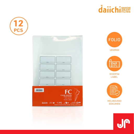 

DAIICHI CLEAR FOLDER A4 & F4 / MAP L FOLDER BENING PUTIH / CLEAR SLEEVES CLASSIC 1 PAK (12PCS)