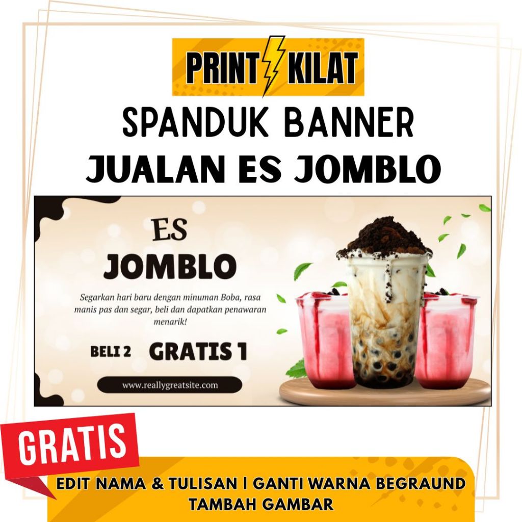 TERMURAH - SPANDUK JUALAN ES JOMBLO | BANNER JUALAN MINUMAN KEKINIAN