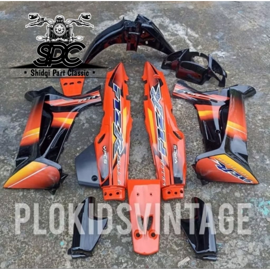 Paket Body Bodi Full Set Yamaha Fiz R FizR F1z R Warna Hitam Glossy Kombinasi Oren Termurah Terlaris