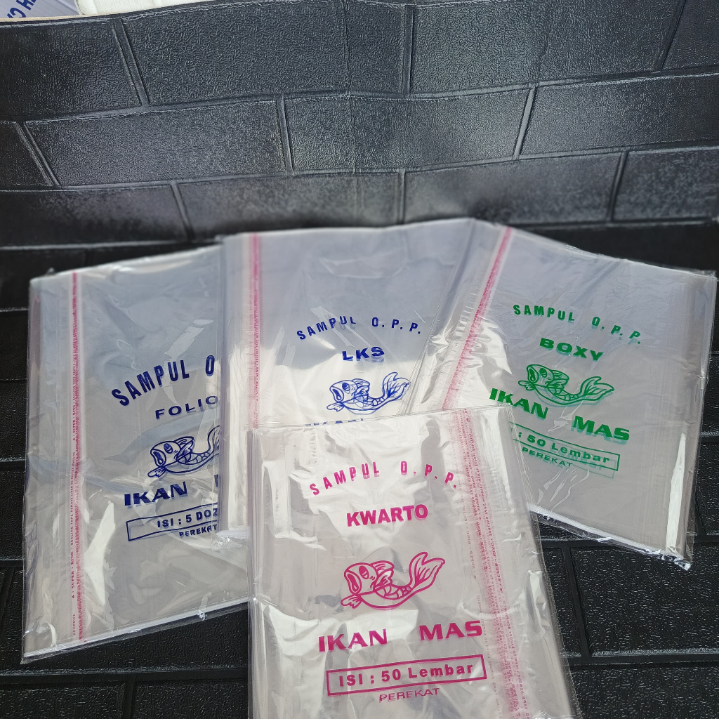 

(1 pack=50 Pcs) Sampul Buku Plastik + LEM ( KWARTO, BOXY, LKS, FOLIO)