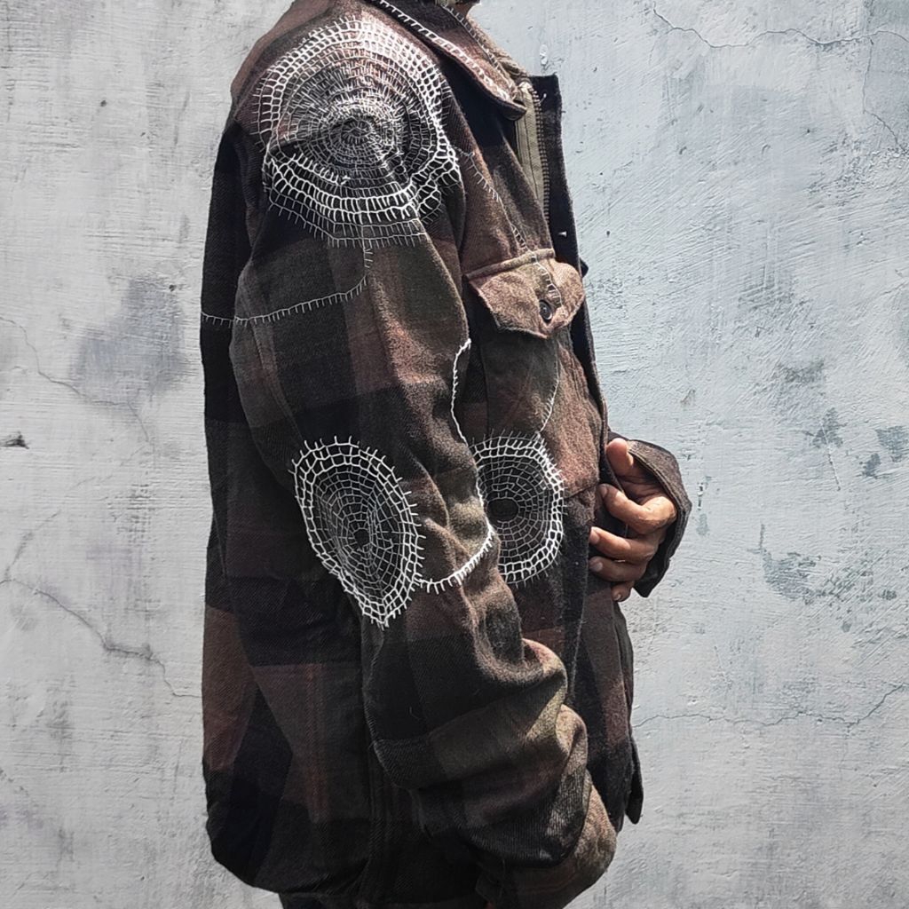 Kemeja flannel wool veterano embroidery