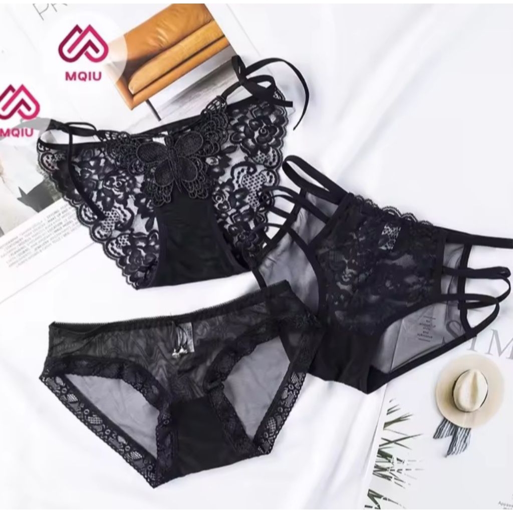 pakaian dalam wanita - celana dalam brokat - cd renda jaring wanita - produk import