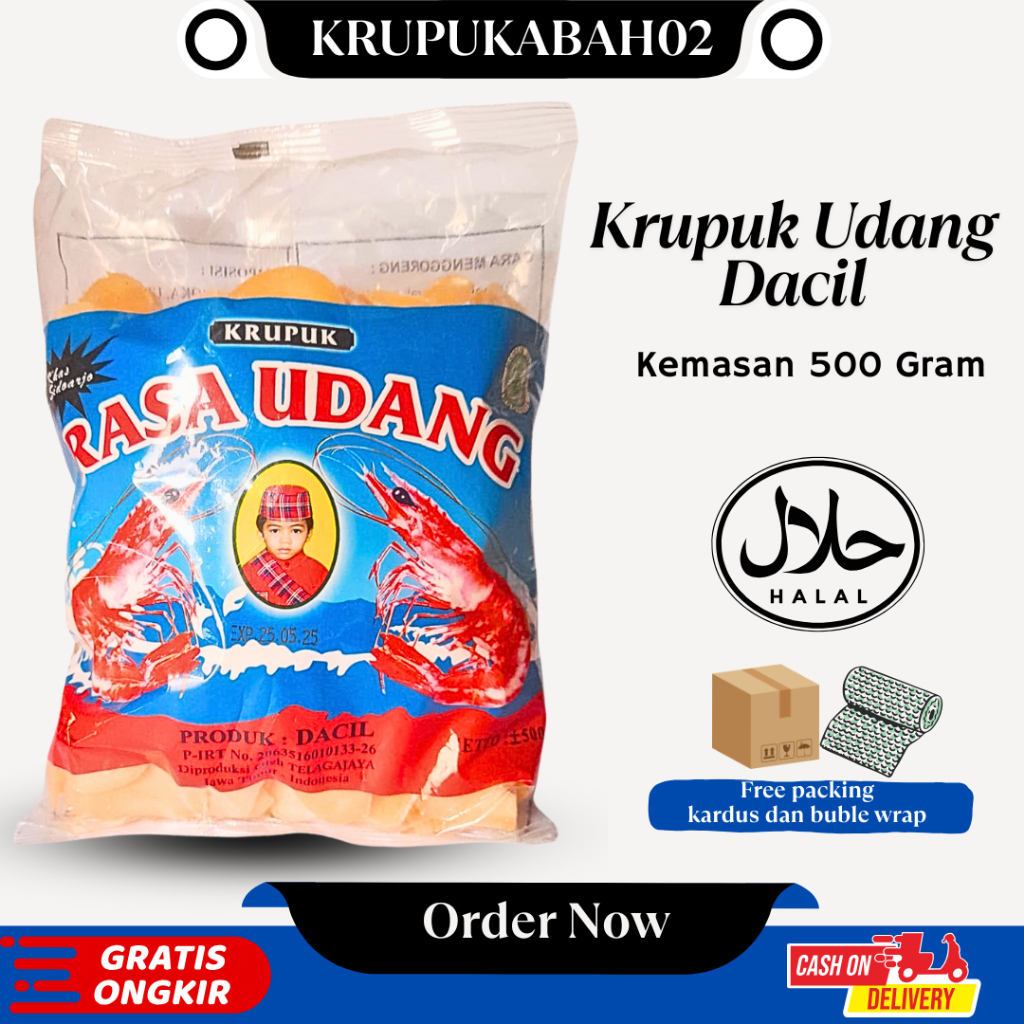 

Krupuk Rasa UdangG 500 Gram / Kerupuk Dacil / Kerupuk Sari Udang