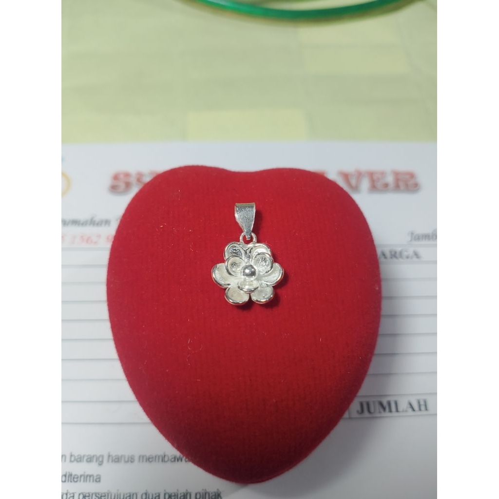 Liontin Bunga perak murni