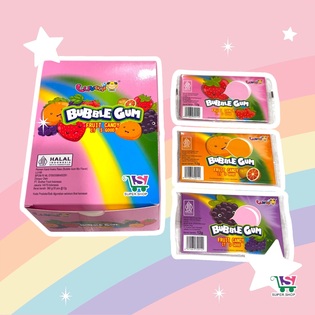 

Bubble Gum Permen Karet Amplop Aneka Buah (isi 30 pcs)