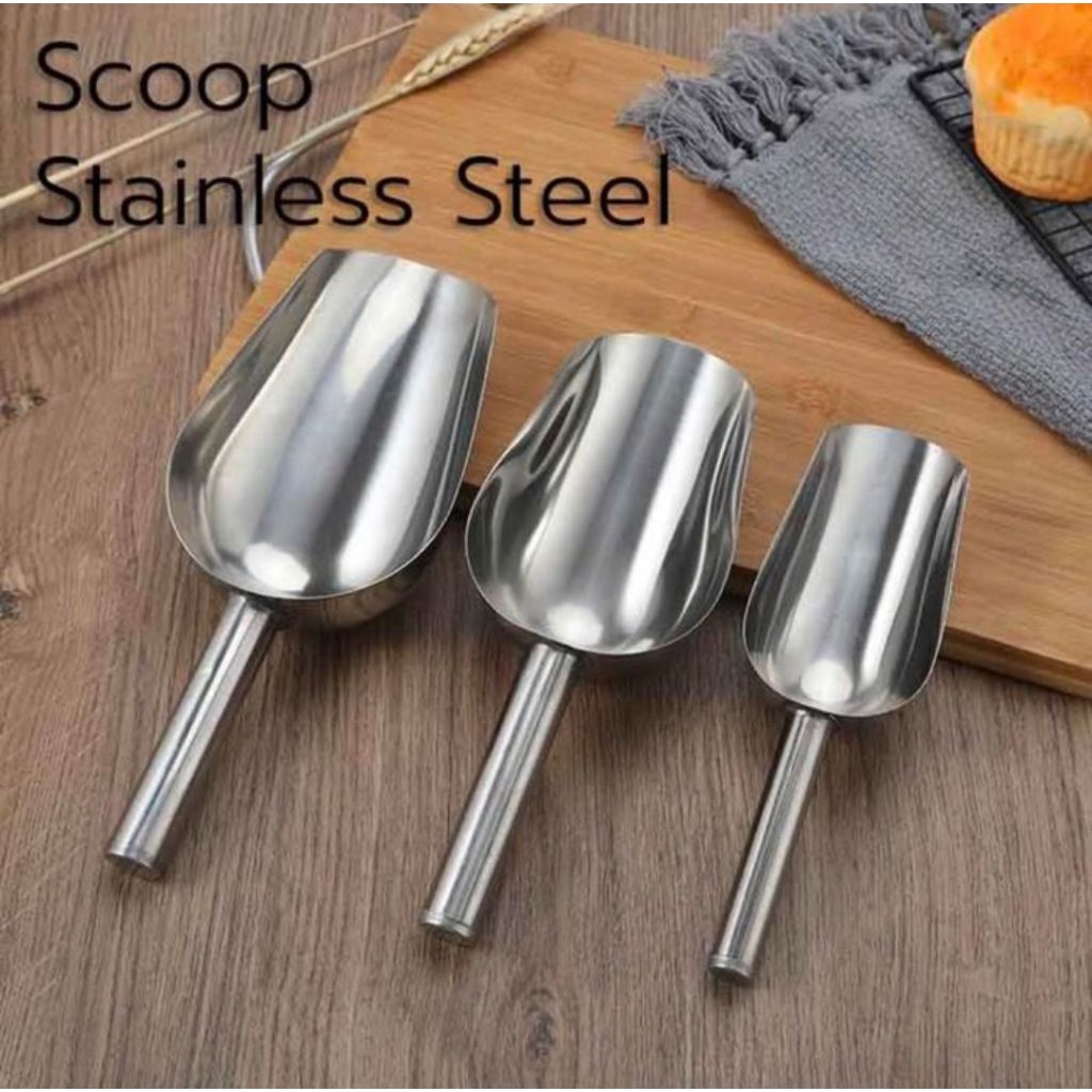 Skop Es batu Stainless/ Skop Stainless Anti Karat/ Skop Tepung stainless / Sendok Es stainless