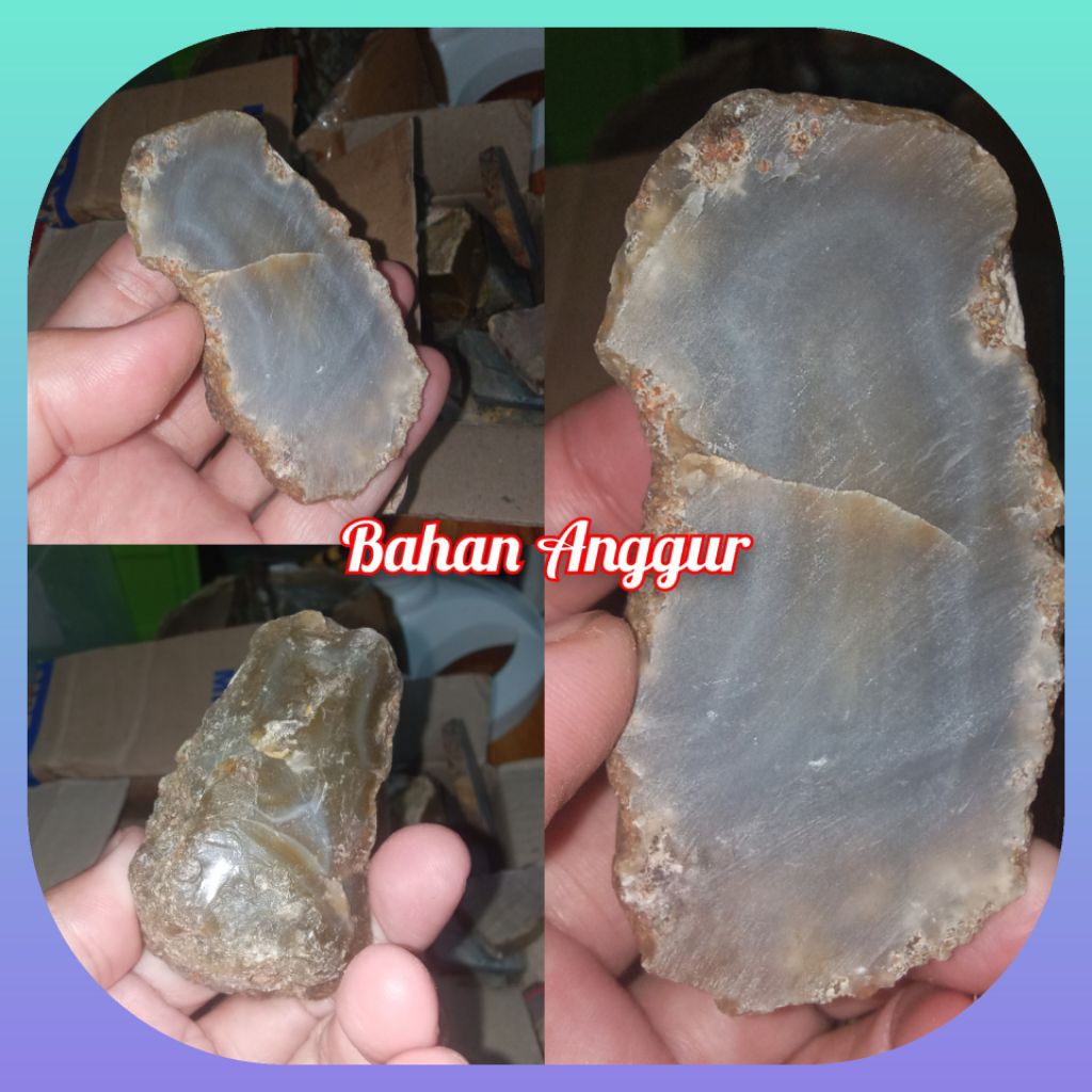Bahan batu akik anggur Chalcedony top natural