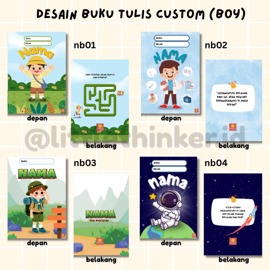 

buku tulis sekolah anak custom (motif boys)