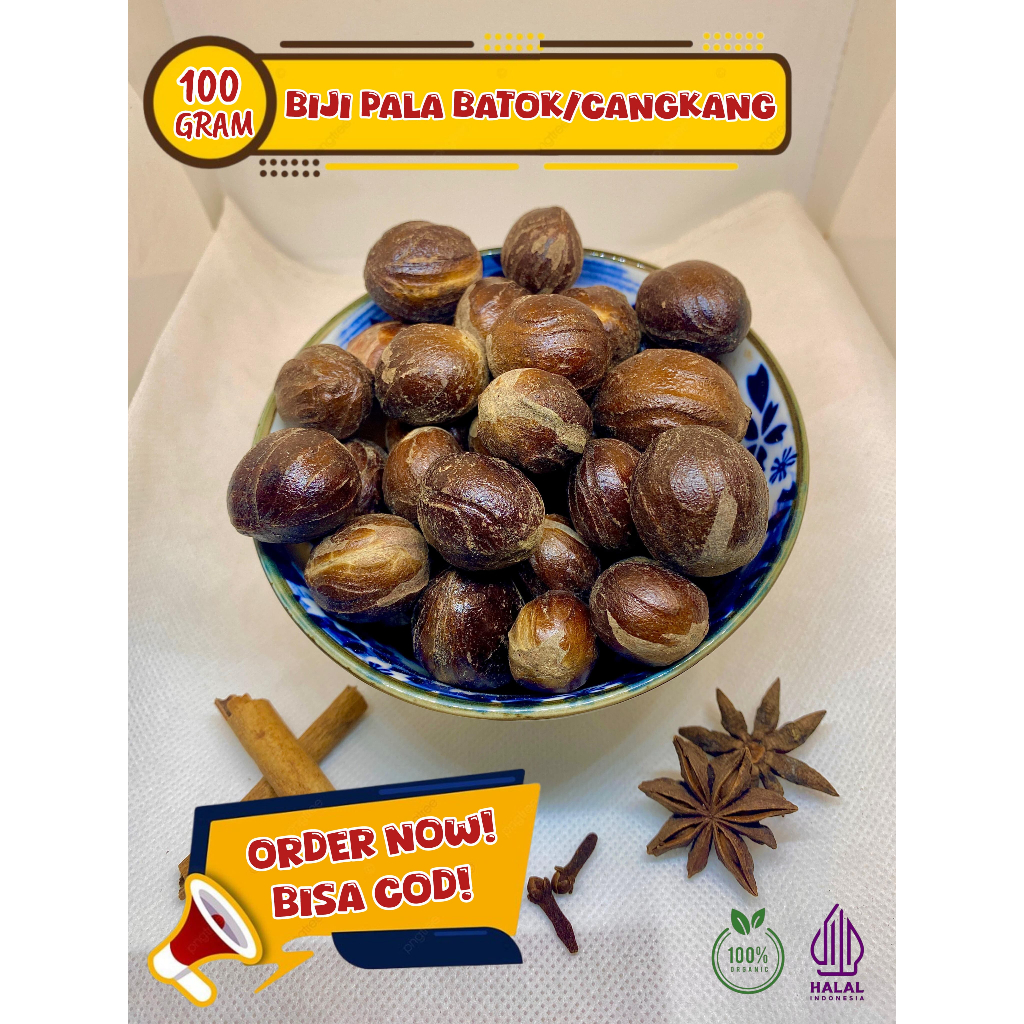 

Biji pala cangkang / biji pala batok / ukuran 100gram / bumbu rempah dapur