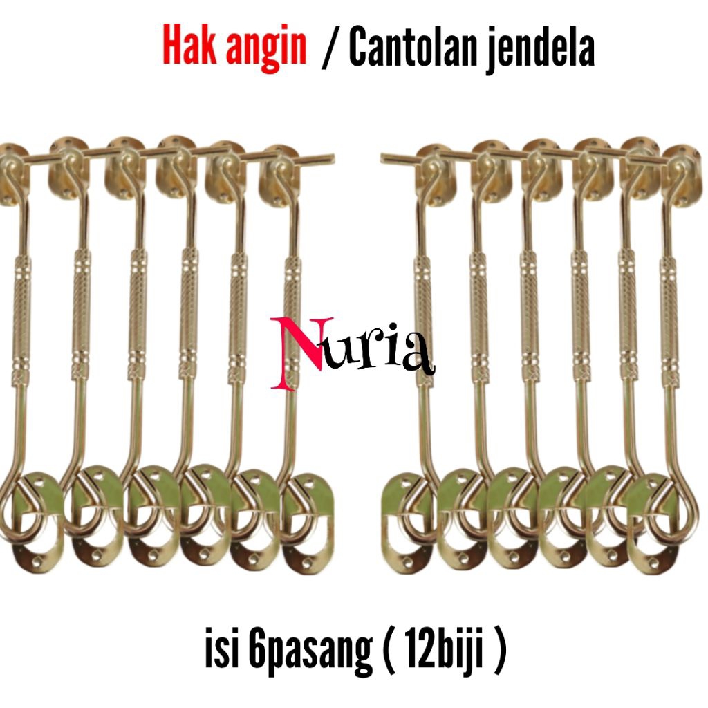 12 biji Hak angin jendela Penahan jendela penyangga jendela rumah kayu Cantolan jendela rumah