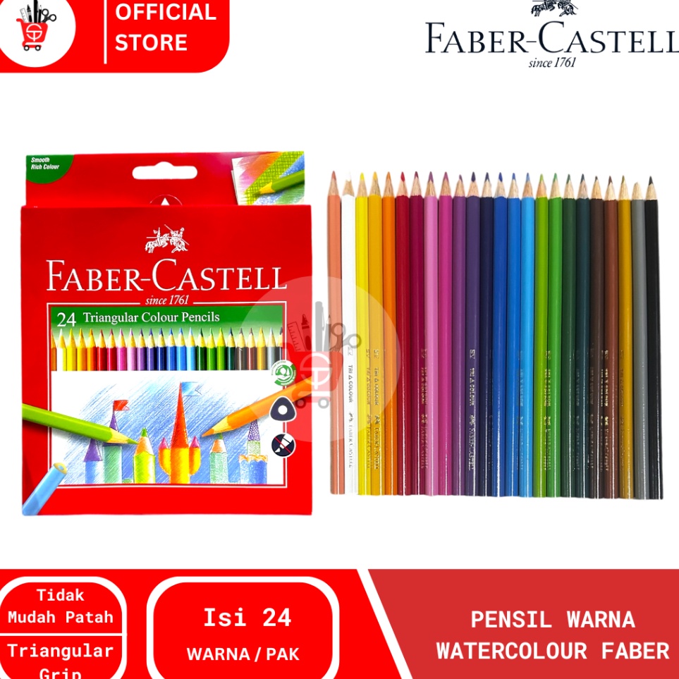 

Color Pencil Pensil Warna FaberCastell Triangular 24 Warna 115855 1 PCS KODE W4O7