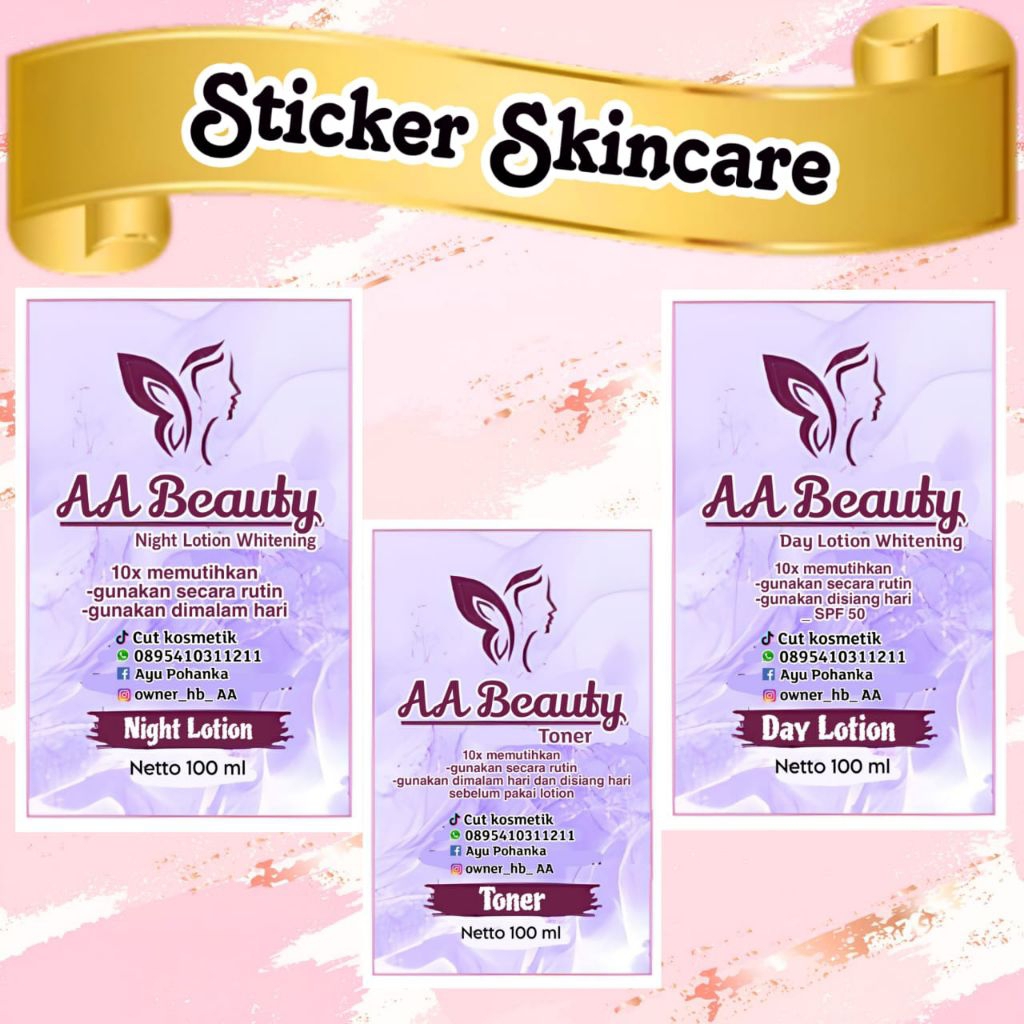 

(ISI 100 PCS) STICKER LABEL SKINCARE HANDBODY LOTION CUSTOM