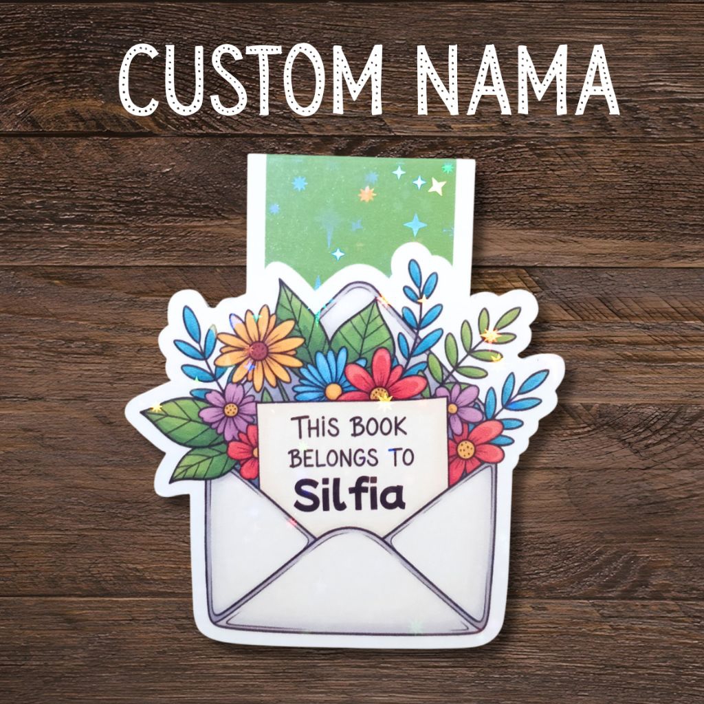 

Custom Name Magnetic Bookmark | Pembatas Buku Magnet Custom Nama | Floral Envelope