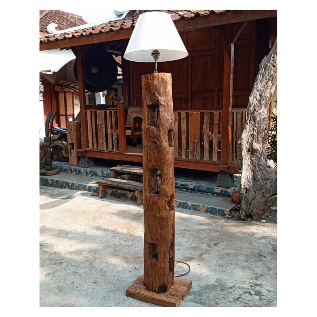 (Kayu Lama) Lampu Tiang kayu jati rustic antik