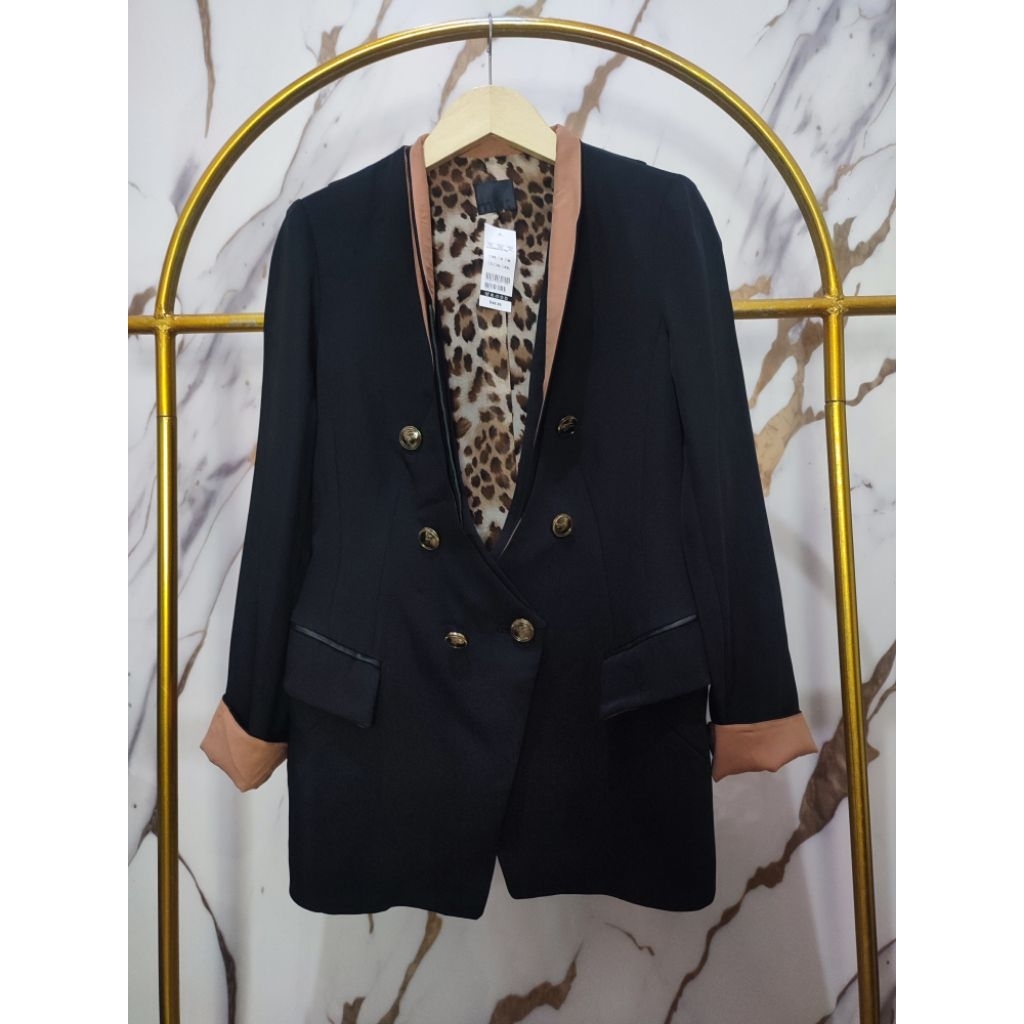 Blazer hitam List Kulit stik balik coksu LD96 Size M Kancing BL Balmain super premium