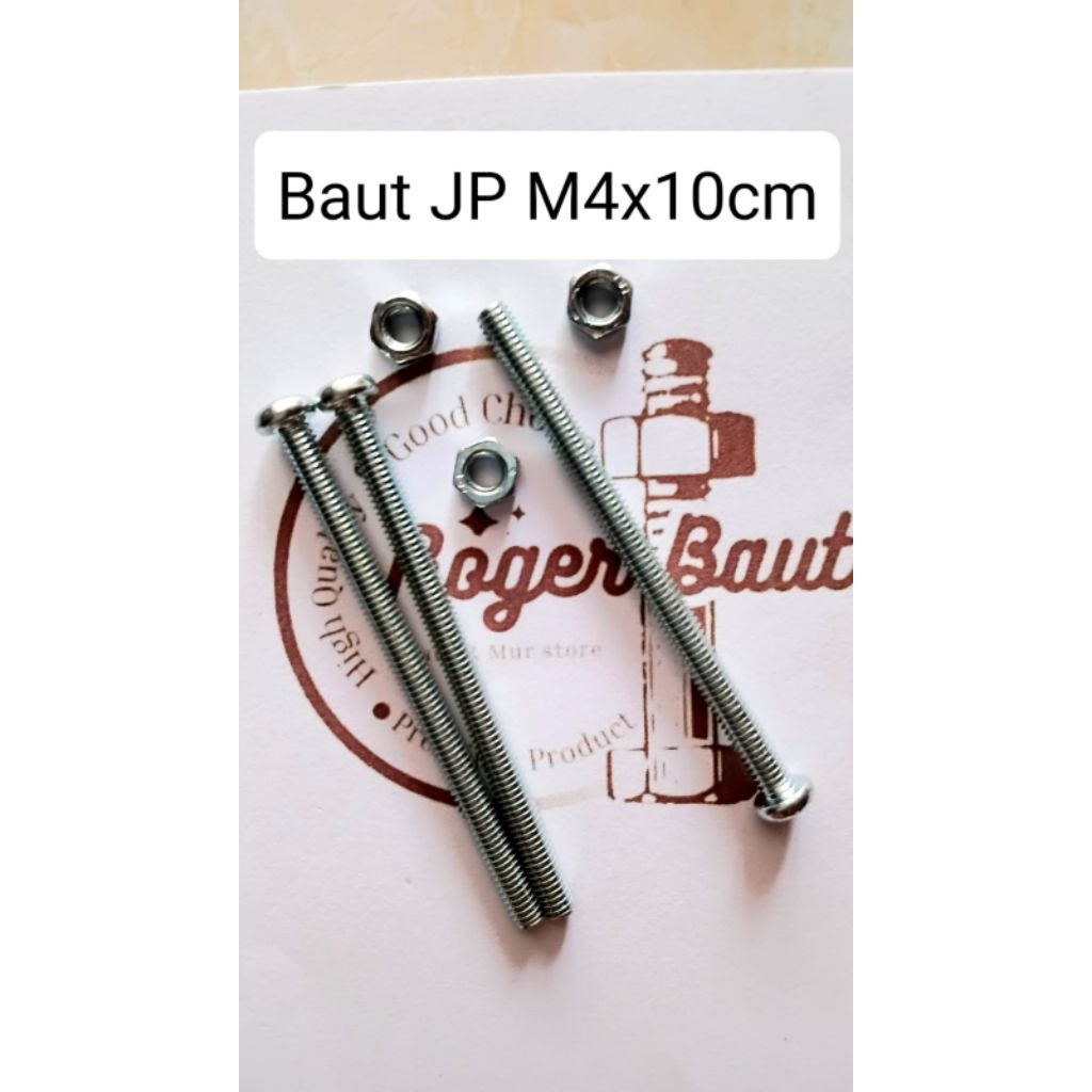 Baut Mur JP M4 x 10cm Kunci Obeng (+) Galvanis
1. Diameter Kepala Baut 10mm
2. Tebal Kepala Baut 3.5