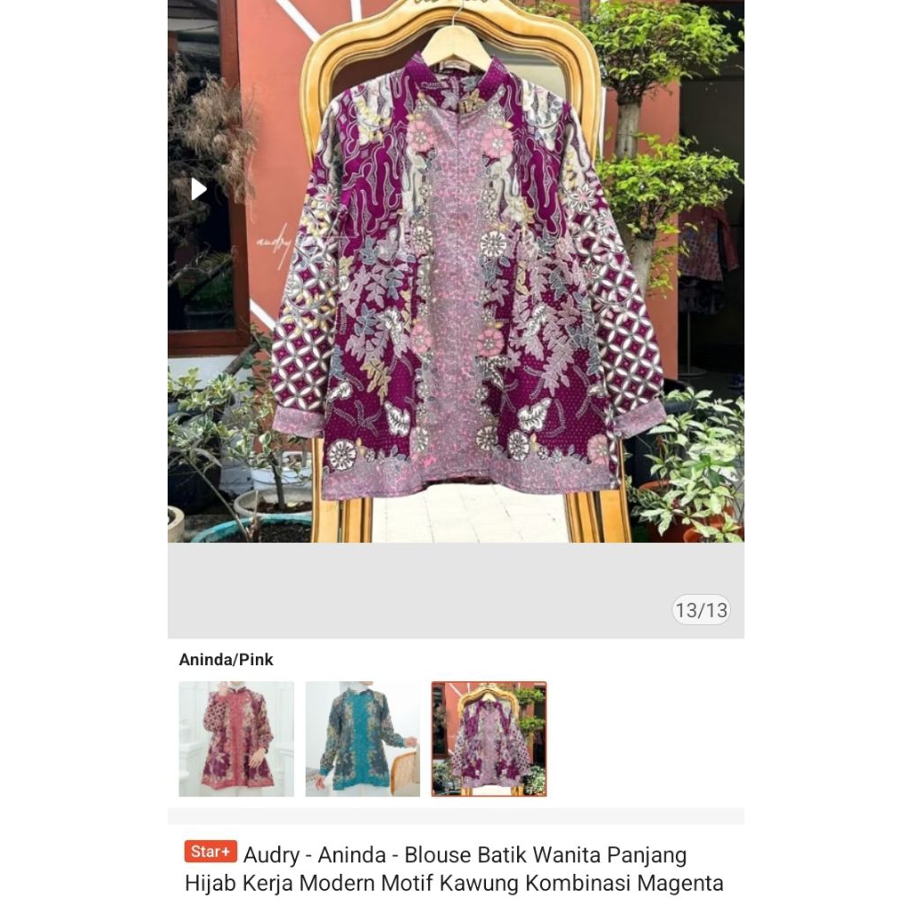 blouse batik katun halus by audry batik