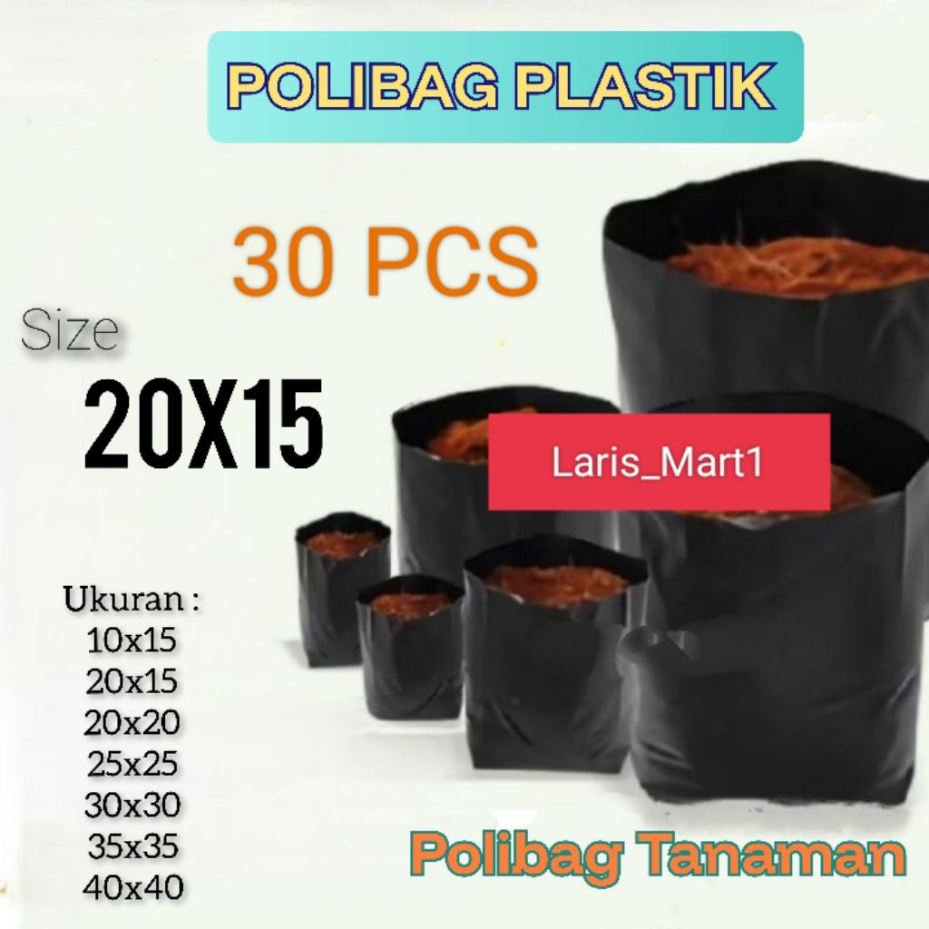(Promo 30pcs)Polibag Plastik Ukuran 20x15 Polibag Tanaman