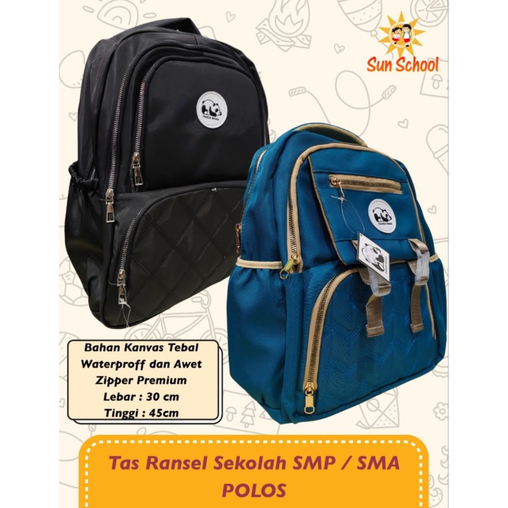Tas Sekolah ABG SMP Import Premium Kanvas tebal Awet waterproof zipper premium