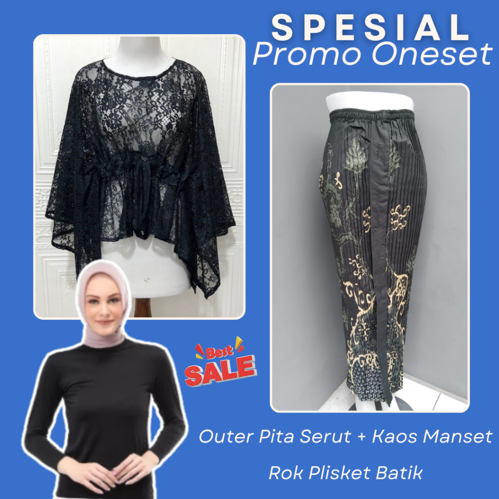 Special Promo Set Brukat + Rok Plisket Batik Oneset Outer Brukat Serut Setelan Inner Outer Set kebay