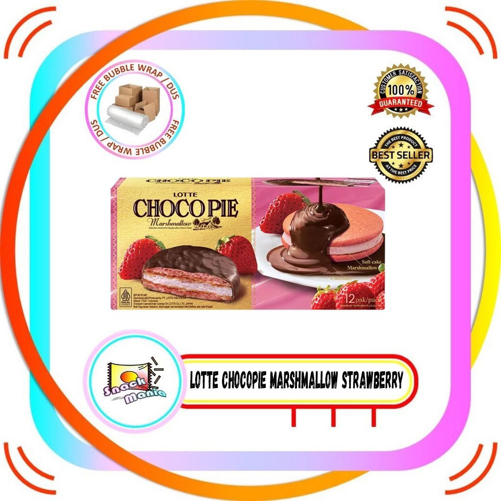 

Lotte Choco Pie Marshmallow Chocolate Strawberry 336 gr CHOCOPie BOX 28 gr 12 pcs Coklat Stroberi