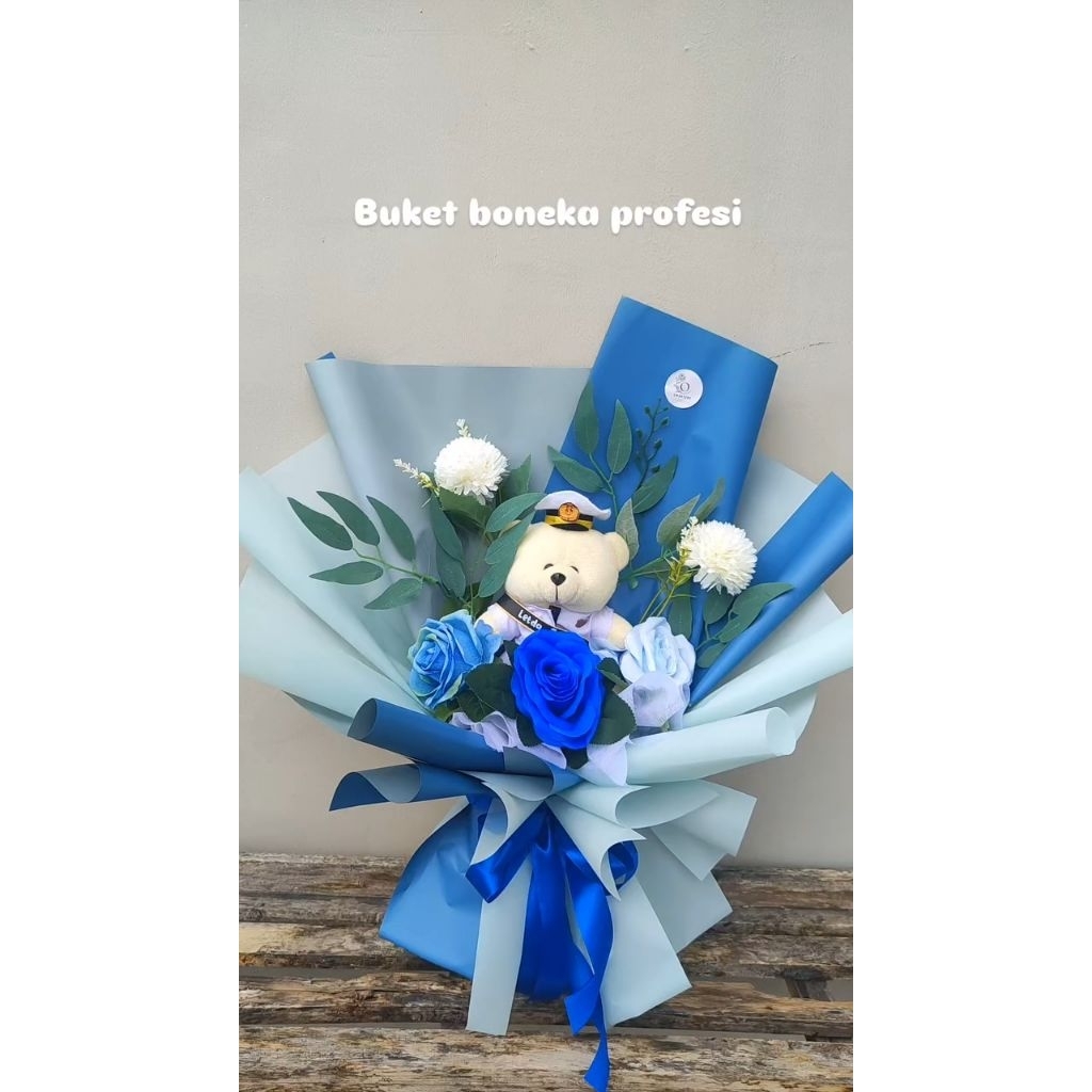 Buket Bunga Custom TNI AL, pelantikan, wisuda, boneka profesi, kado, boneka tni, boneka polisi, bone