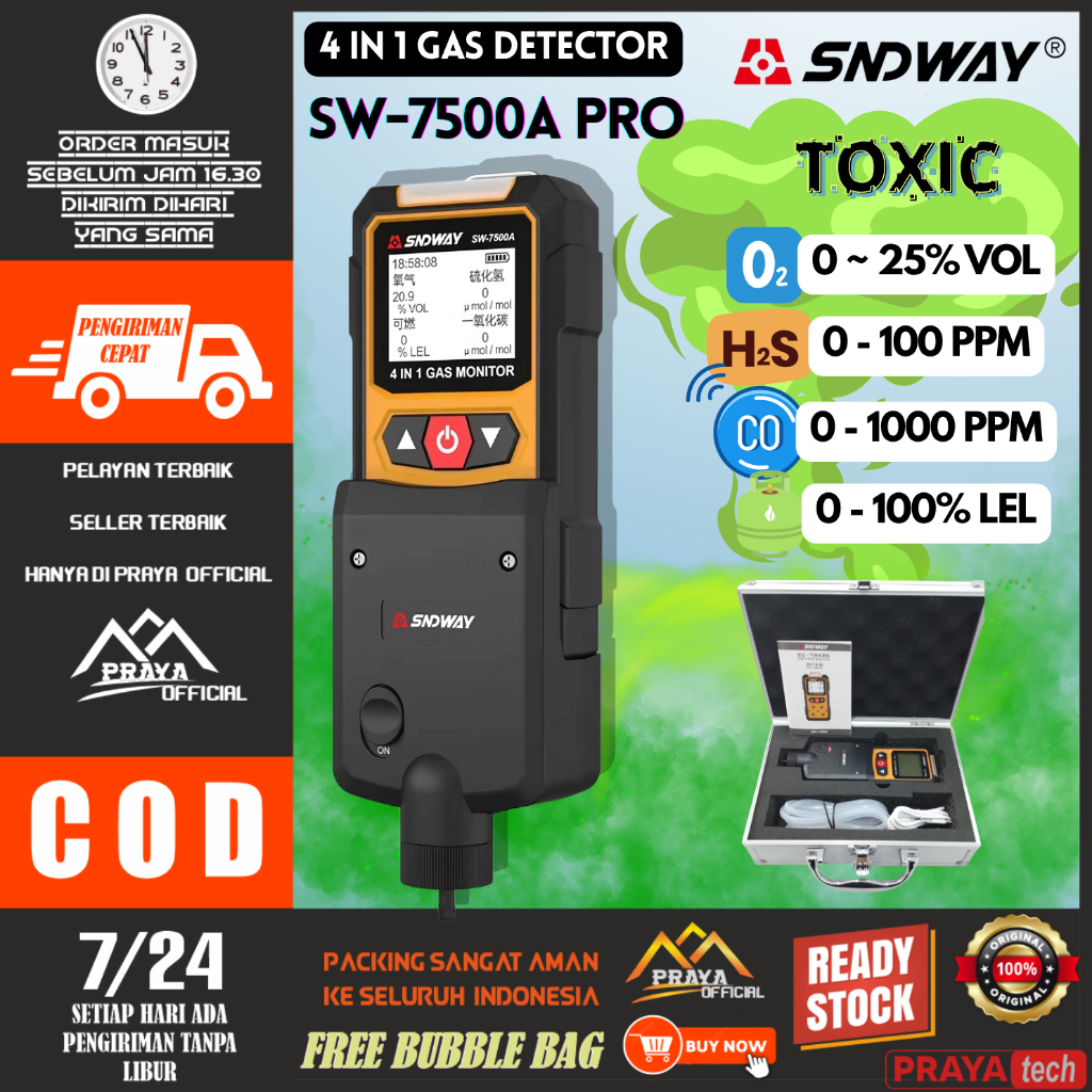 SNDWAY SW 7500GT PRO SW-7500A PRO Gas Detector 4 in 1 Air Pump Hose H2S EX O2 CO  SW7500A PRO