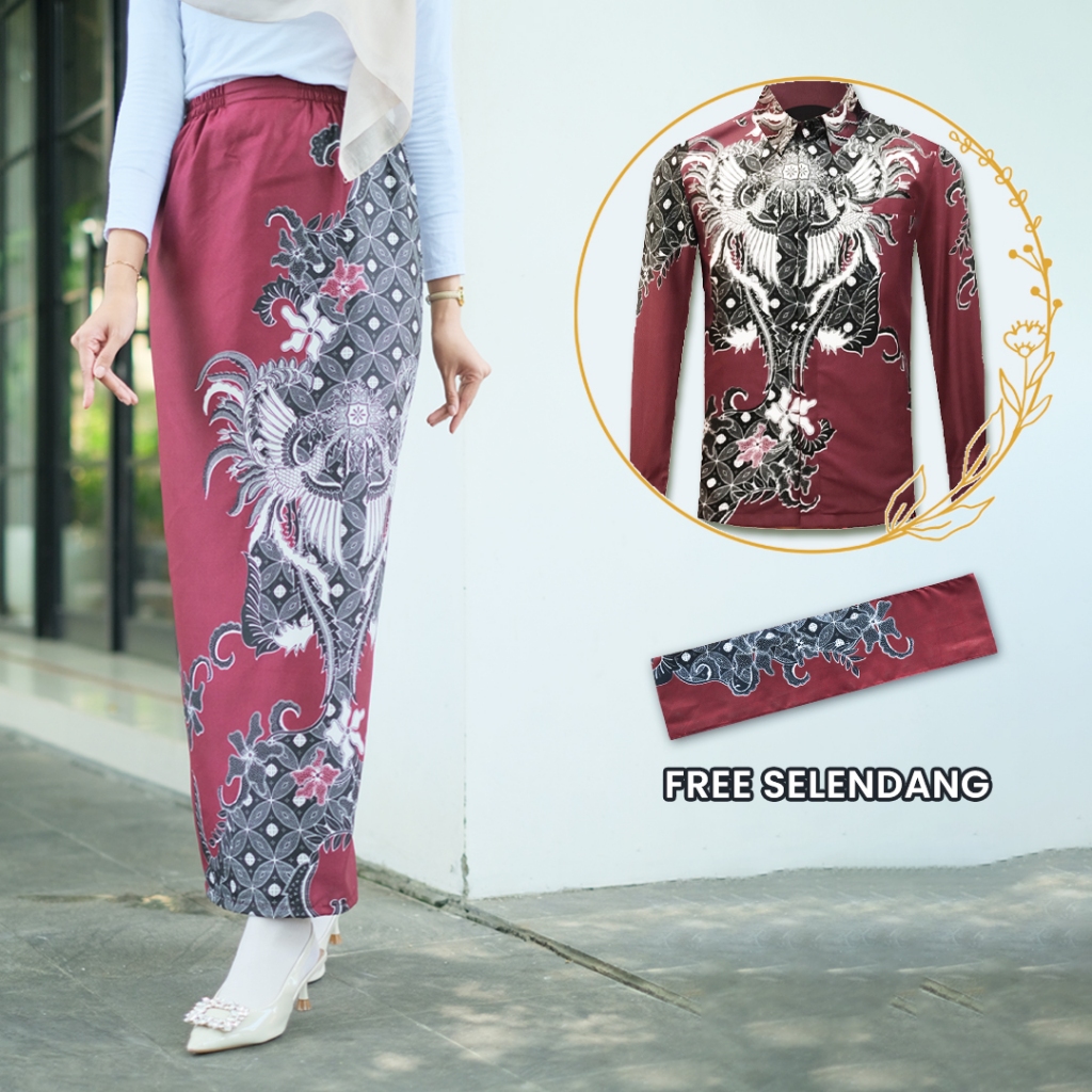 Batik Couple Termurah - Rok Batik Couple Bawahan Kebaya Modern Kemeja Slimfit Baju Batik Furing Baju