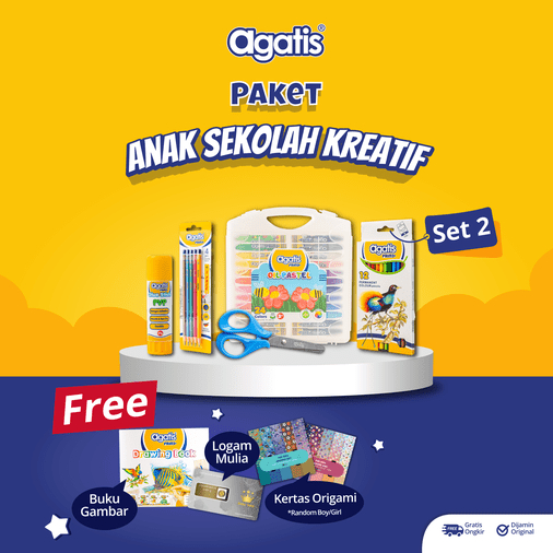 

AGATIS Stationery - Paket Anak Sekolah Kreatif SET 2 Gratis Baby Gold / Paket Anak Sekolah Hemat Banyak Gratisnya