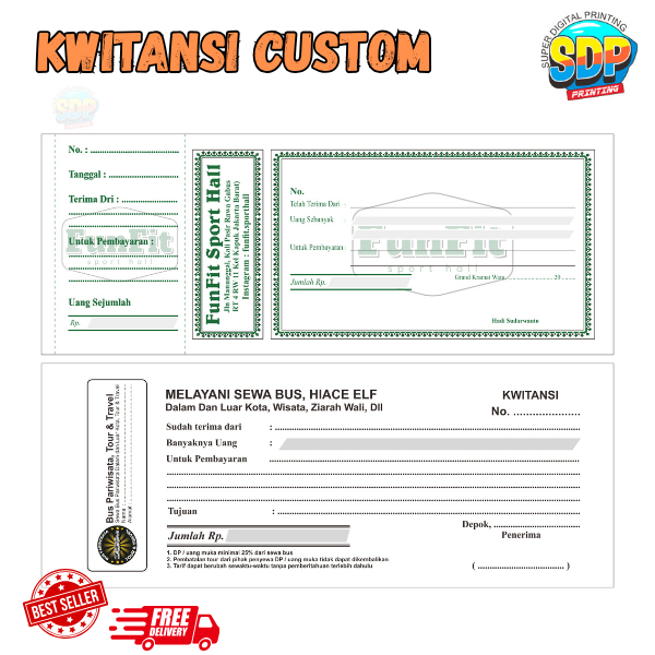 

kwitansi custom gratis dsain ukuran 8x21 cm full color Super Digital Printing