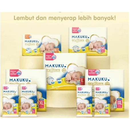Popok Bayi Makuku Dry Care Popok Bayi Ekonomis NB-XXL Popok Anak Bayi Makuku Diapers